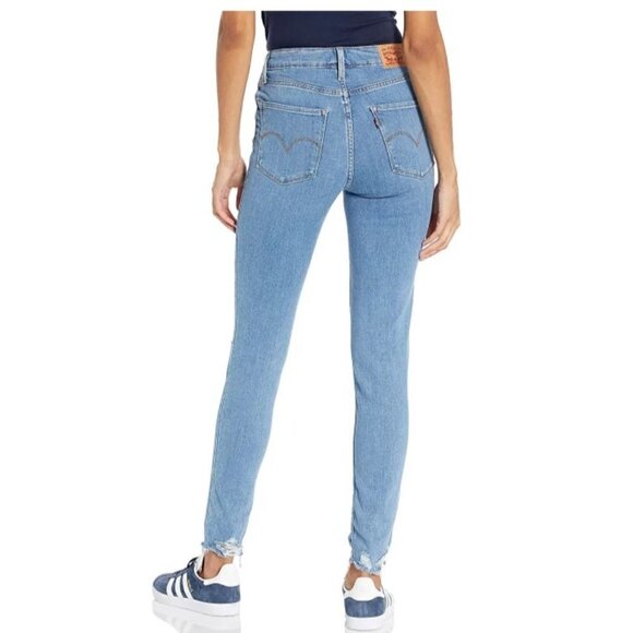 LEVI'S 721 High Rise Skinny Distressed Raw Hem Jeans Size 31 - Picture 2 of 13